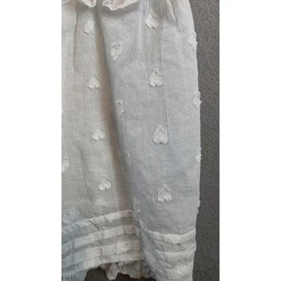 Cleobella Jolene White Organic Cotton Heart Tiered Midi Dress XS Smocked Boho - Picture 7 of 11